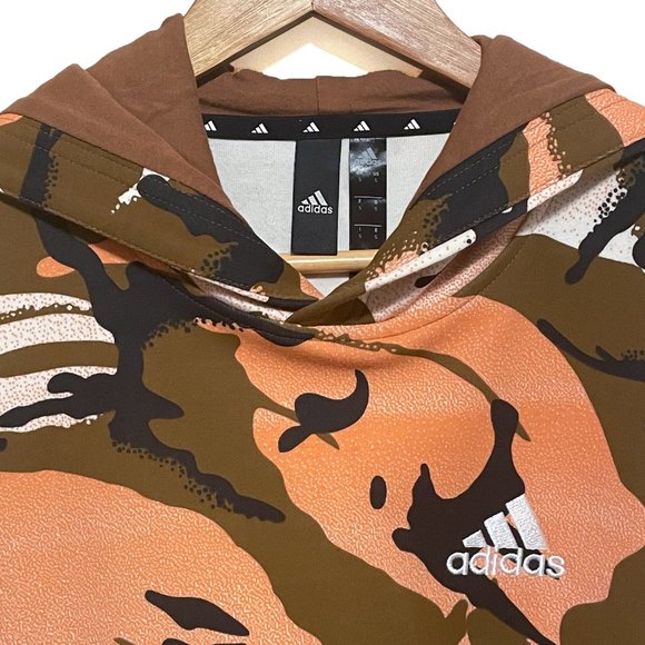 Adidas Men's All Over Print Camo Brown Hoodie with Zipper Sleeves - Picture 3 of 7